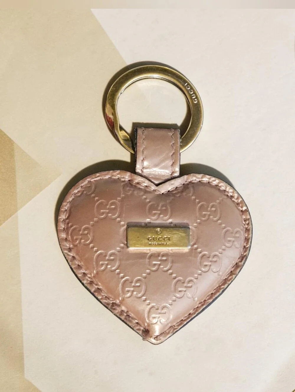 Authentic Gucci Guccissima Leather Heart Keychain / Bag Charm - GUC